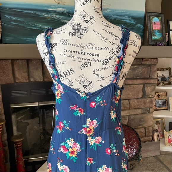 Society + Stitch Summer Dress Sz Large Blue Floral - Picture 4 of 15